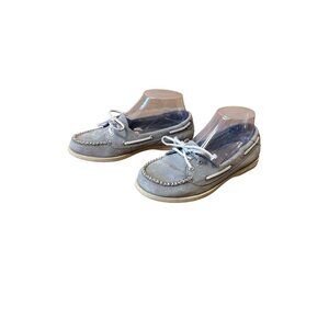 Sperry Light Grey Suede Skimmer Boat Shoes Nautical Comfort Casual Loafers Size
